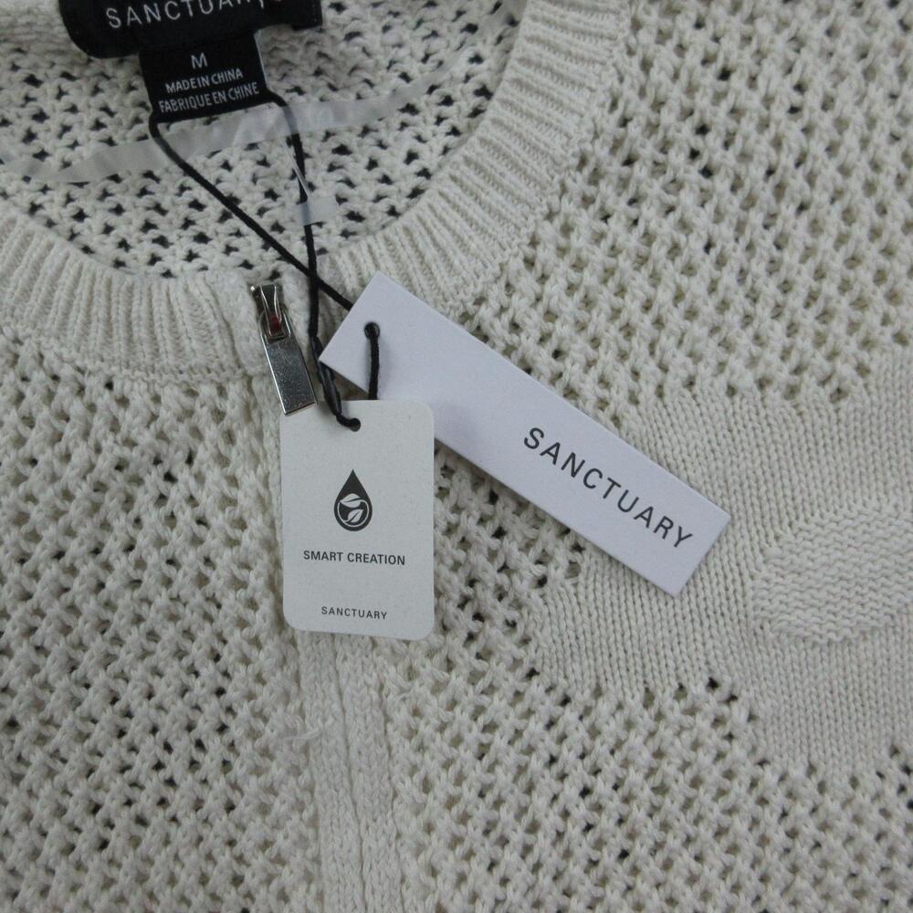 Sanctuary Cardigan Womens M Off-White Knit Floral Full Zip Balloon Sleeve NWT - Picture 8 of 13